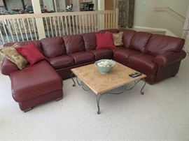 3-piece leather sectional with queen sleeper