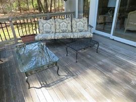 Rod iron sofa & coffee tables