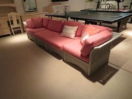 4-pc white wicker sectional