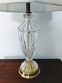 One of a Pair of Glass/Brass Lamps