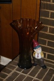 Large Glass Ruffled Edge Vase 