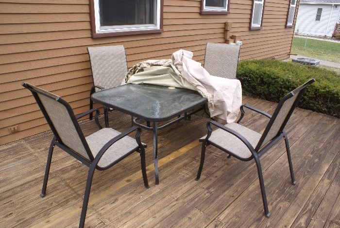 Patio Glass Top Table & Chairs 