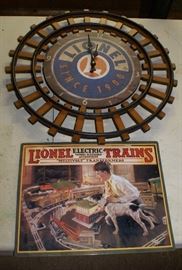 Lionel Train Tin Sign & Clock