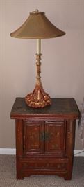 1 of 2 Oriental Hand Painted Tables with Lamps 