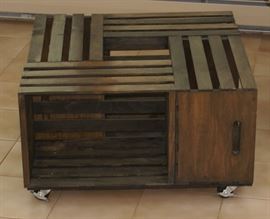 Wooden Crate Table on wheels