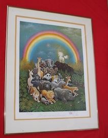 Framed Litho "Believe in Rainbows" Artist Signed