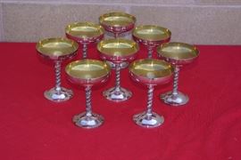 Set of 8 Made in Spain Spiral Stem Brass Flutes