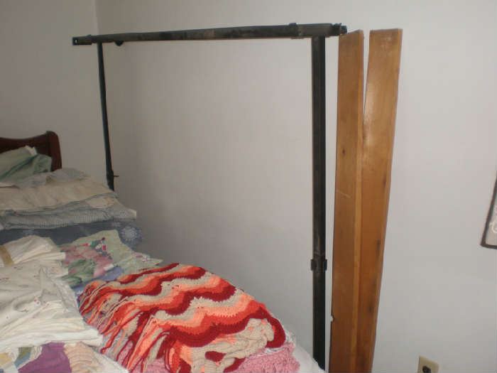 Full size bed frame, mattress and box springs (they are on bed beside the frame.)