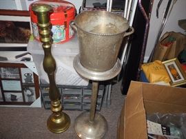 Champagne bucket, tall candlestick
