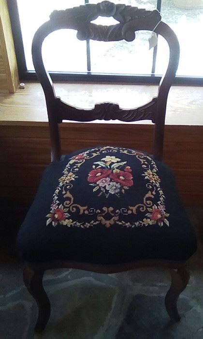 Rosewood needlepoint chair