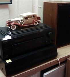 Cadillac model car, stereo equipment