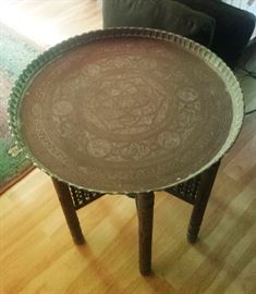 brass tray table on stand 