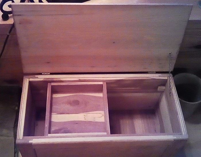wooden chest/box with tray