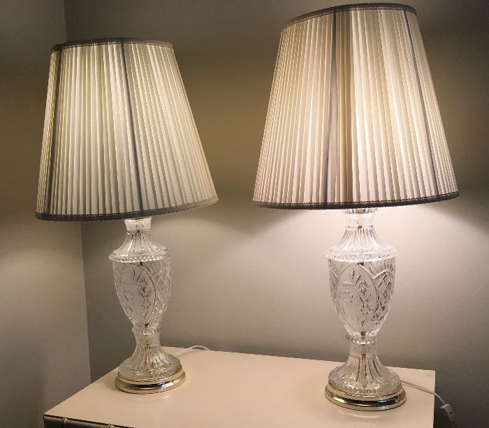 Pair of vintage crystal lamps. 