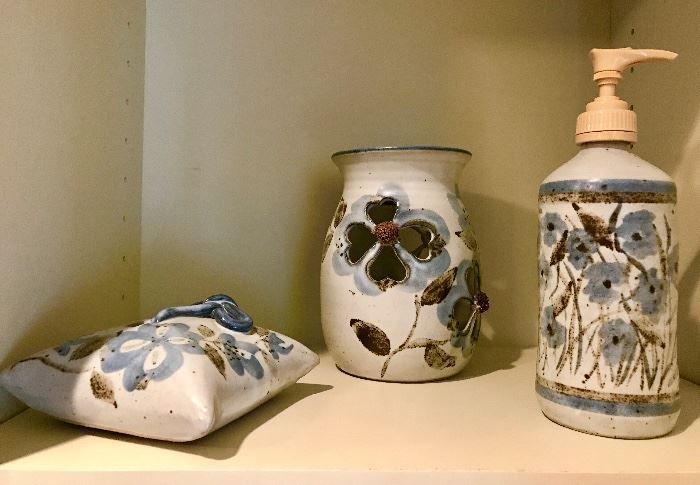 Collection of signed pottery done by  Cindy Angliss. 