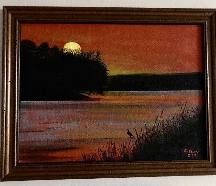 Vintage acrylic painting , signed Givens. 