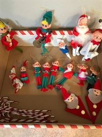 Vintage holiday items santas and elves 