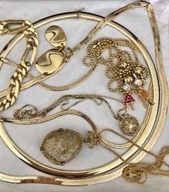 14kt  gold necklaces and gold tone jewelry 