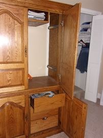 Oak wardrobe/amoire dresser