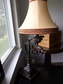 Ornate metal and marble lamp (2)