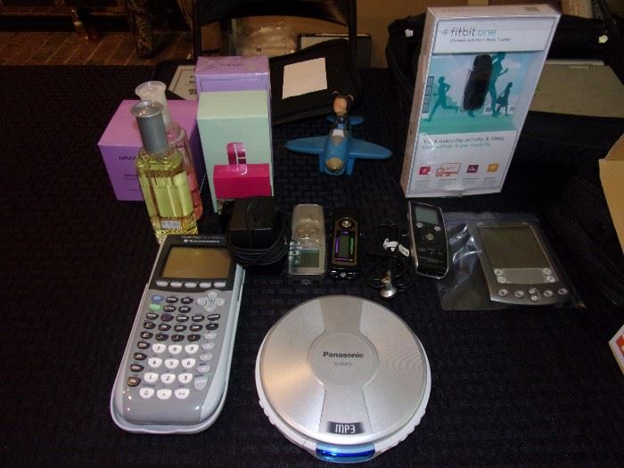 Perfume, Fitbit, Texas Instrument graph calculator, MP3 player, cd player and voice recorders