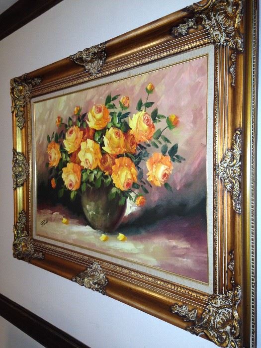 Yellow roses - oil on canvas by Franks