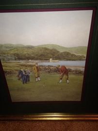 Framed golfing art