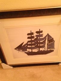 Framed and matted ship