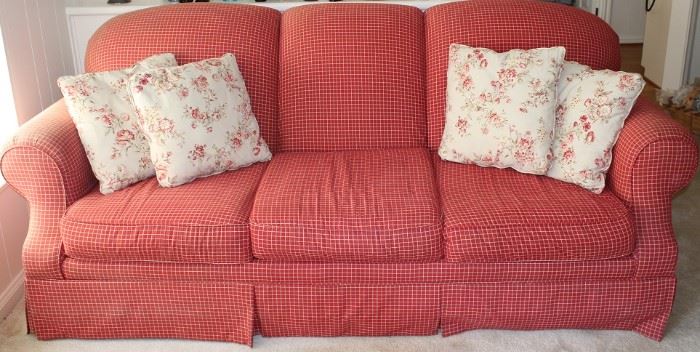 Klaussener Red Plaid Sofa (1 of 2 shown)