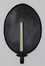 Folk Art Style Black Tin Candle Wall Sconce