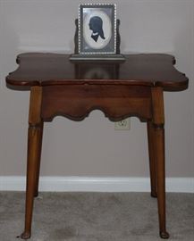 Antique Side Table with Scalloped Drop Apron with Drawer (hidden) on Pad Feet Legs