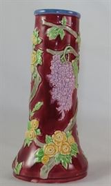 Eichwald Czechoslavakia Majolica Wisteria Vase (7"H)