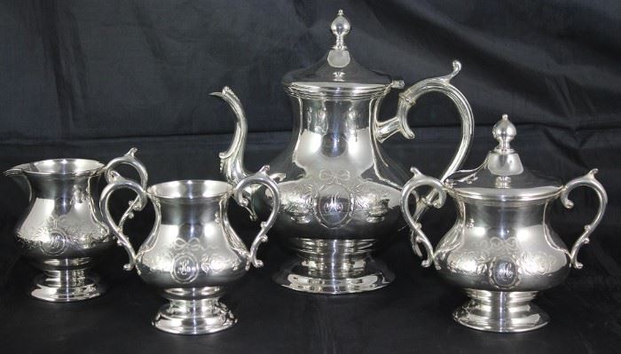 Benedict Quadruple Plate Silver Tea Set