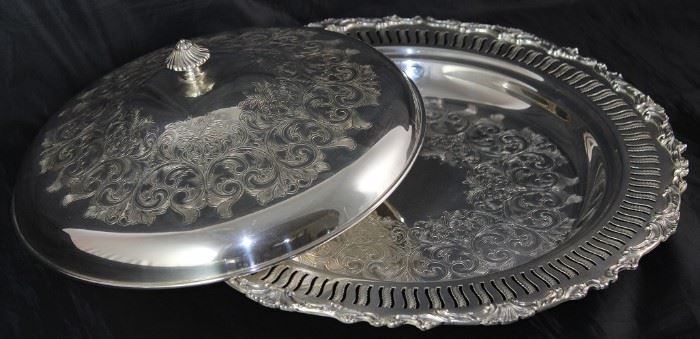 Community Silverplate "Countess" Pierced Rim Server with Dome Lid