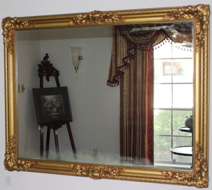 Vintage Gold Gilt Plate Glass Mirror (45.5" x 35.5")