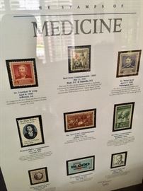 (set of 3) framed medical stamps