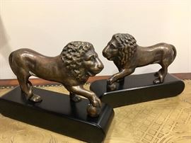 Brass lion bookends