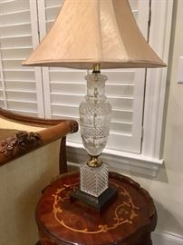 Pair of crystal glass lamps