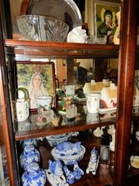 Blue and White, Statuary, Irish objects, cut glass, religious art pieces.