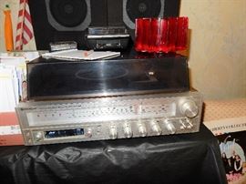 Hitachi AM FM, 8 TRACK, RECORDER, RECORD PLAYER WITH SPEAKERS, IT ALL WORKS!  We tried an 8 track, the radio and an LP today! All great sound.