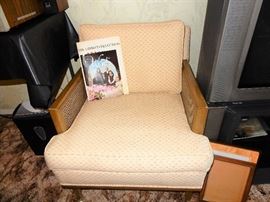 cane side upholstered arm chair