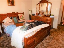 Bedroom # 2, with Blankets, Quilts, Purses, Perfumes, Clothing, Vintage Shoe brushes, IBM Typewriter, TV, 2 Dressers, Night table, FILLED