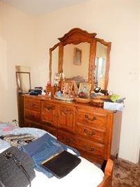 Bedroom # 2, with Blankets, Quilts, Purses, Perfumes, Clothing, Vintage Shoe brushes, IBM Typewriter, TV, 2 Dressers, Night table, FILLED