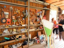 This is a garage for every handyperson, filled with everything imaginable to repair and paint your apartment buildings.