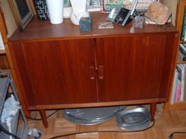 small MCM cabinet with sliding doors