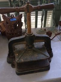 antique cast iron book press