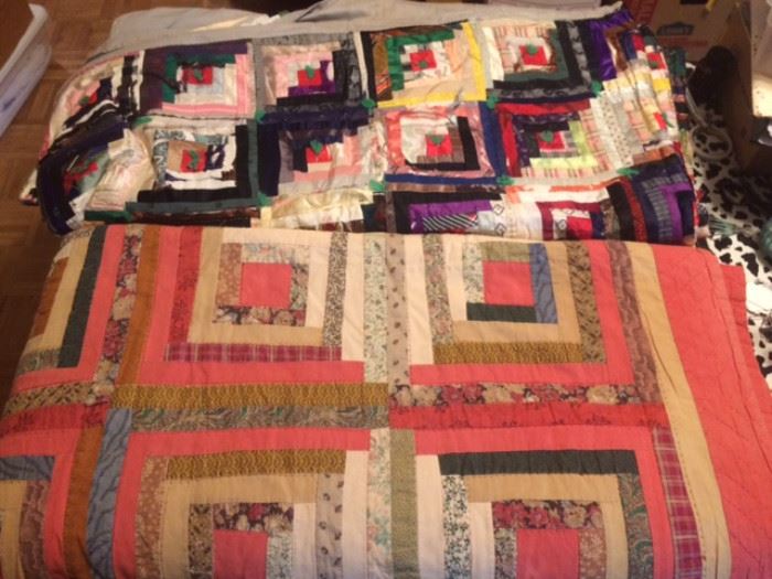 nice old crazy quilt and vintage quilt