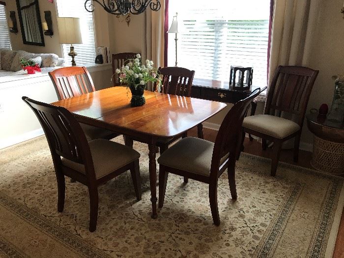 Solid Cherry Table and 6 chairs with additional leaf