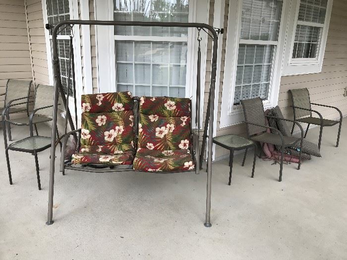 One of two Swings,  Outdoor Chairs/small table