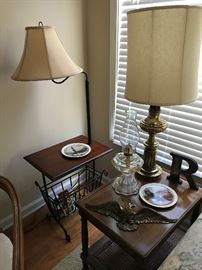 Lamp table with magazine rack.  